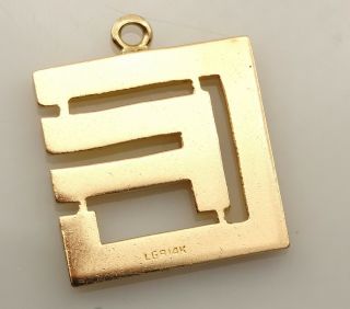 14k rose gold letter F initial pendant charm estate vintage 21.  53x18.  16mm 5.  29g 3