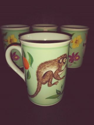 Vintage 1995 Lynn Chase Monkey Business Coffee mugs Set Of 4 In GC 4.  25 T 4
