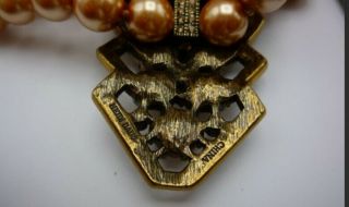 NIB Heidi Daus 3 Strand Gold Faux Pearl & Swarovski Crystal Necklace Choker 5