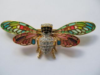 Joan Rivers Plique A Jour Cicada Butterfly Pin Brooch