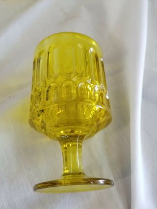 Set Of 5 Vintage Goblets Bright Yellow Thumbprint 8oz Glass Glasses Rare