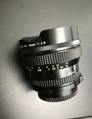 Rare Canon Lens FD 15mm F/2.  8 1:2.  8 VTG Fisheye Fish - eye Lens w Case EXC, 11