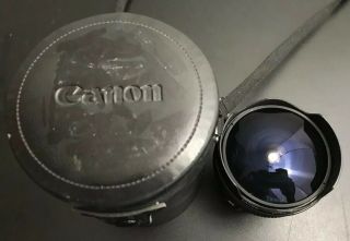 Rare Canon Lens FD 15mm F/2.  8 1:2.  8 VTG Fisheye Fish - eye Lens w Case EXC, 2