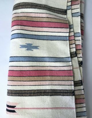 Vtg Native American Wool Blanket Wall Hanging Pastel 63 