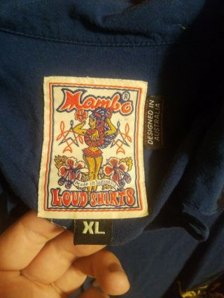 Vintage MAMBO LOUD Shirts Blue Birds Australian Button Front XL Kookaburra EUC 2