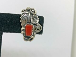 Vintage D.  F.  - NAVAJO Mediterranean Coral Sterling Silver Earrings / 7.  9g.  879 5