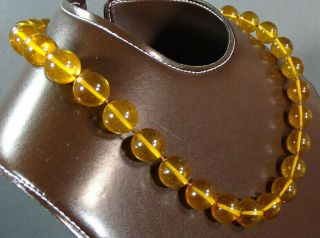 Vtg Natural Baltic Honey Amber Round Beads Necklace Choker Jewelry 49.  55 Grams