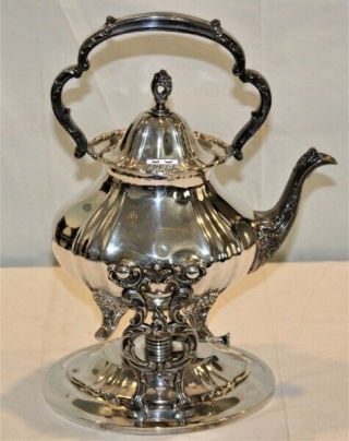 Poole Lancaster Rose Silver Plate Tea Pot Oil Burning Stand - Tally Ho Horse Show
