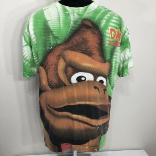 Vtg Donkey Kong Country T Shirt Nintendo All Over Print Single Stitch Tee 90s