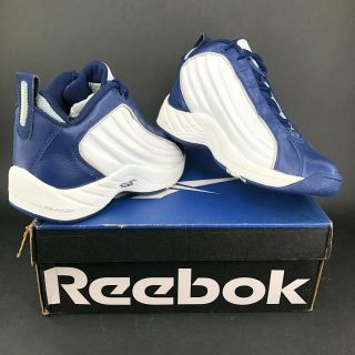 Vintage Reebok Ribs Dmx Mens 8.  5 Basketball Shoes Lace Up Mid Tops White Blue Ds