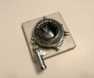 Vintage Graflex 135mm F/4.  7 Optar In Graphex Shutter Lens Board Large Format 4x5