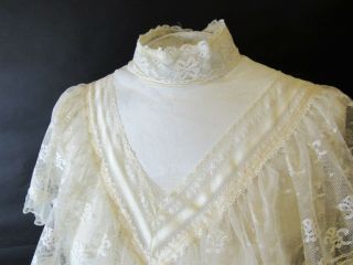 Vintage Gunne Sax Maxi Dress Ivory White Lace Ruffles Wedding S/M Bohemian sz7 7