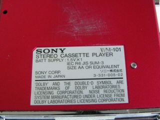 Vintage SONY WM - 101 Stereo Walkman Cassette Player FOR REPAIRS 8