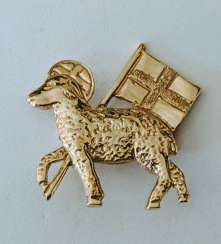 Vintage 14k Gold Religious Pin Lamb Of God Moravian Church Not Scrap 3.  7g