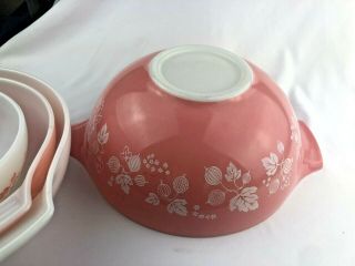 Vintage set 4 Pyrex Pink Gooseberry Nesting Cinderella Mixing Bowls 7