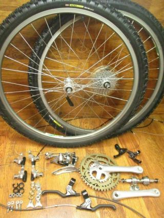 Vintage Suntour Xc Pro Grease Guard 7 Speed Mtb Group Araya Rm - 17 26 " Wheel Sety