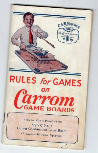 1901 Instruction Booklet For The Carrom Game Board