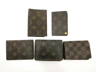 Auth 5 Item Set Louis Vuitton Monogram Damier Card Case Vintage Leather 68479