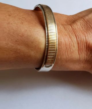 Vintage Sterling Silver And 1/20 12k Gold Filled Cuff Bracelet Emer Thompson