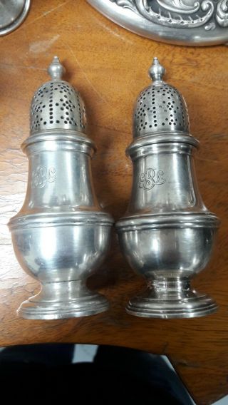 Set Of 2 Tiffany & Co.  Sterling Silver Salt & Pepper Shakers Made In England.