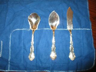 Gorham STRASBOURGH Sterling 2 Rare FRUIT Spoons,  Master BUTTER Knife,  No Mono 2