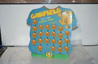 Vintage Garfield Get A Grip Lapel Pin / Pins W/display By Enesco - 22 Pins In All