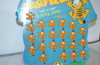 Vintage Garfield Get A Grip Lapel Pin / Pins W/Display By Enesco - 22 Pins in all 3