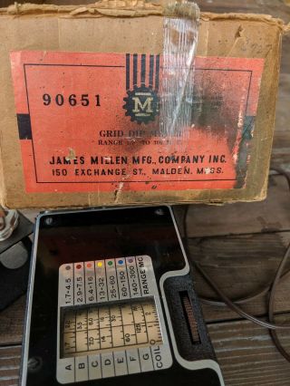 WOW Vintage James Millen Grid Dip Meter 90651Nice w/ 7 Coils,  & Box 2