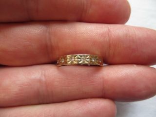 Lovely Vintage 9ct Gold & Clear Stone Wedding Band Uk Size Q 2.  28g Birm.  1967