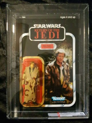 Afa 80 Han Solo Trench Star Wars Rotj 79 Bk Unpunched Kenner Vintage Carded 1983