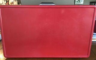 Vintage COLEMAN (USA) 1978 Red Metal Cooler Ice Box Metal Handles VG with Tray 3