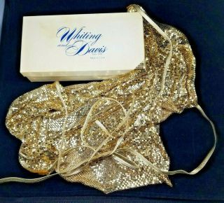 Vtg Rare Whiting & Davis Gold Mesh Halter 70s Metallic Backless Top 1970s (nr)