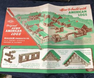Vtg How To Build W/ Halsam American Square Lincoln Logs Instructions
