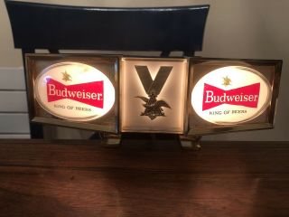 Rare Vintage Price Bros " Budweiser " Lighted Beer Sign Clamp Mount 2 Sided