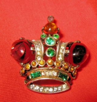 Vintage Authentic Trifari Alfred Philippe Sterling Silver Crown Brooch