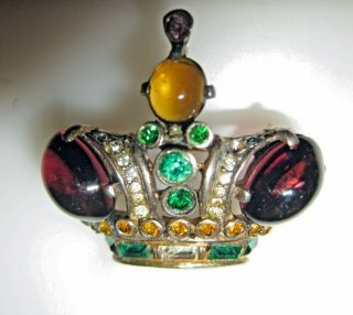 Vintage AUTHENTIC Trifari Alfred Philippe Sterling Silver Crown Brooch 7