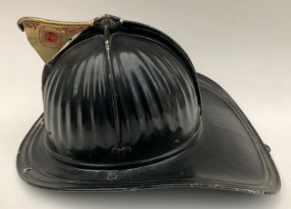Vintage Old CAIRNS 1930 ' s 40s Black FIRE DEPARTMENT Metal Helmet - NR 5