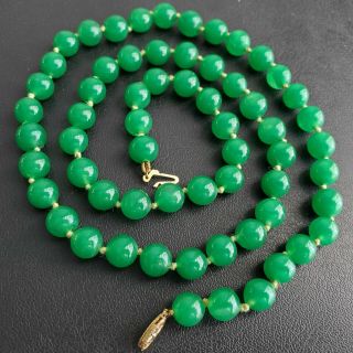 Far East Jade By Haskell 14k Clasp Vintage Jade Bead Necklace O109