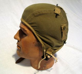 Wwii A - 9 Cloth Flight Helmet Without Headphone Pockets,  With Oxygen Mask Hooks