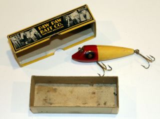 Vintage 4 " Fishing Lure With Rare Yellow Paw Paw Make 