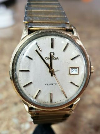 Vintage Omega Quartz Swiss Made 10k Rgp Bezel Stainless Steel Watch Parts