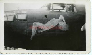 938 Wwii Nose Art Photo B - 25 Mitchell Bomber Nude