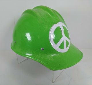 Vintage Hard Boiled Usa Green Hard Hat Helmet Iron Steel Worker - Bullard - W/liner