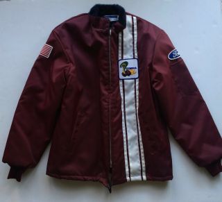 Vintage Ford Mustang Cobra Shelby Racing Jacket Size Med Faux Fur Lined