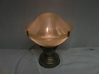 Vintage Industrial Barn Old Ceiling Holophane Shade Mid Century Touch Light