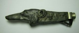Antique Wolfhound Hunting Hound Dog Head Figural Cigar Cutter Tobacco Tool