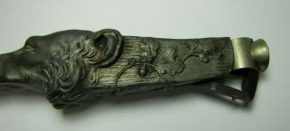 Antique WOLFHOUND Hunting Hound Dog Head Figural CIGAR CUTTER Tobacco Tool 4
