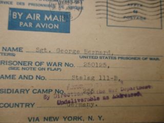 WWII US Army POW Post Card Stalag III - B Sergeant Prisoner of War 1945 WW2 2