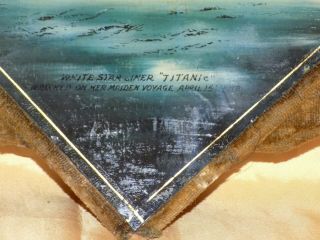 Antique Reverse Handpainted on Glass & Mother - of - Pearl White Star TITANIC 1912 5