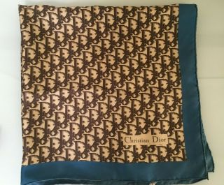 Vintage Authentic Rare Christian Dior Scarf Silk Monogram By Galliano Carre Wrap